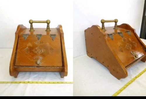 Antique wood brass coal - antique, &