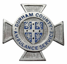 Vintage The Durham County Ambulance Service Workers Enamel Cap Badge