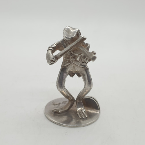 Sterling silver frog violinist - silver,
