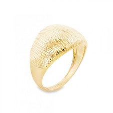 9ct Yellow Gold Domed Grooved