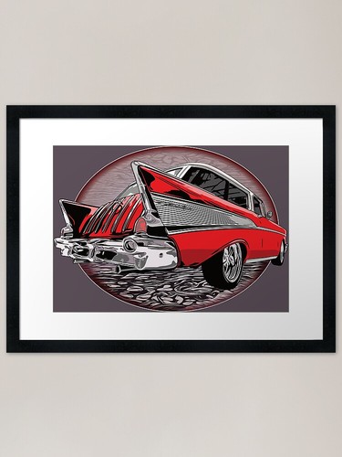 Red chevy nomad framed - 57, art