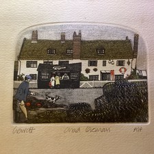 Vintage Chad Coleman etching - Signed - Artists Proof - hand cut shaped mount