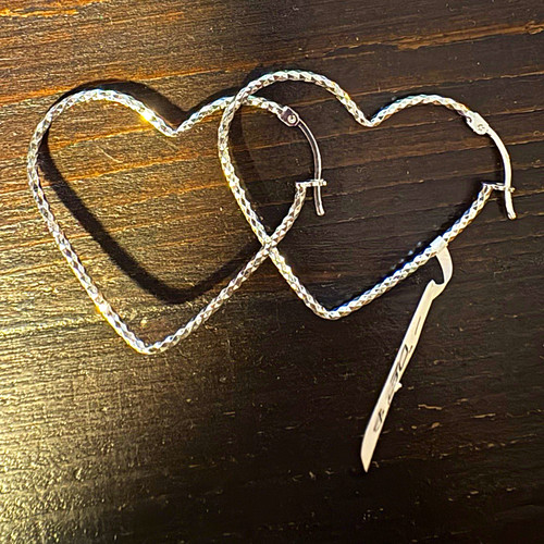 Heart hoop dangle earrings - heart,