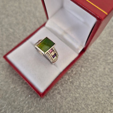 Canadian Ammolite & Gemstone ring in Platinum over Sterling silver M