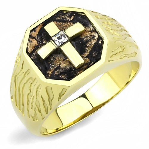Mens cross ring - , gold