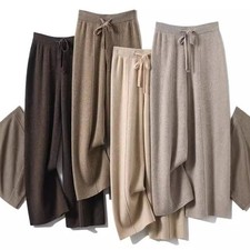 Wool /Cashmere Blend High Waist Wide Leg Sweatpants, Lounge Pants Lambs Wool