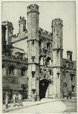 Cyril Edward Power (1872-1951) Pencil Signed Etching St John's College Cambridge