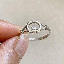 Dainty Vintage CLADDAGH Ring Sterling Silver 925 Irish Friendship Gift Size P.5