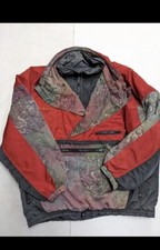 Red/Black Vintage Tribal Bold Ski Snow 3/4 Zip Jacket Retro L/XL - Fancy Dress 