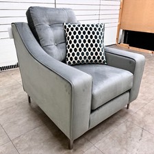 DFS 'Ava' Armchair Asphalt Velvet Traditional Button Back Accent Chair RRP £600