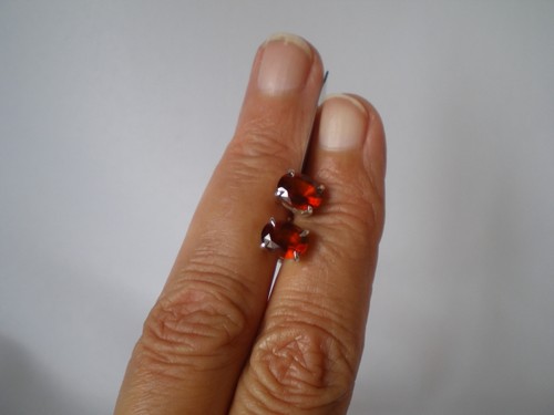Hessonite garnet oval stud - hessonite,