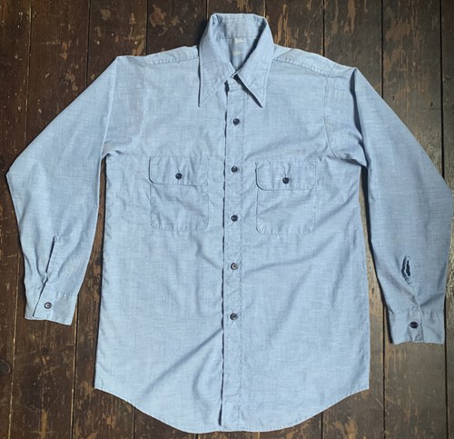 Vtg 80s blue pointy collar - 80s,