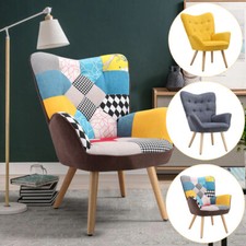 Upholstered Orthopedic Wingback Fabric Armchair Tub Chair Single Sofa Bedroom UK