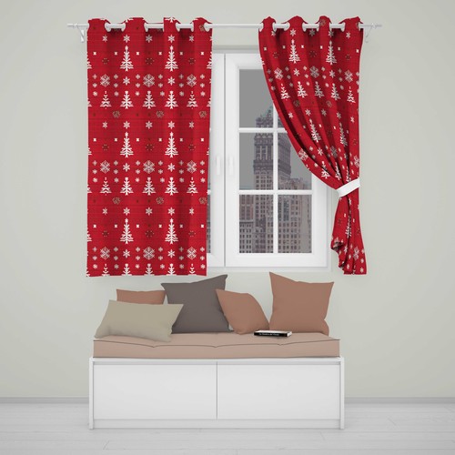 Blackout eyelet curtains red - eyelet,