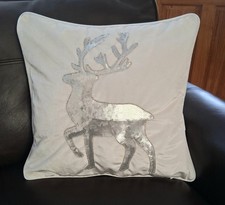 Silver Sequined Stag Cushion