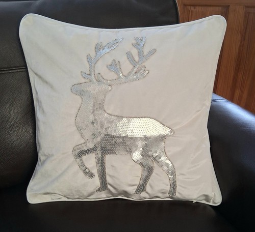 Silver sequined stag cushion - stag,