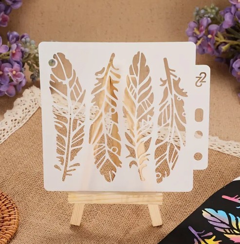 Feathers stencil - feathers,