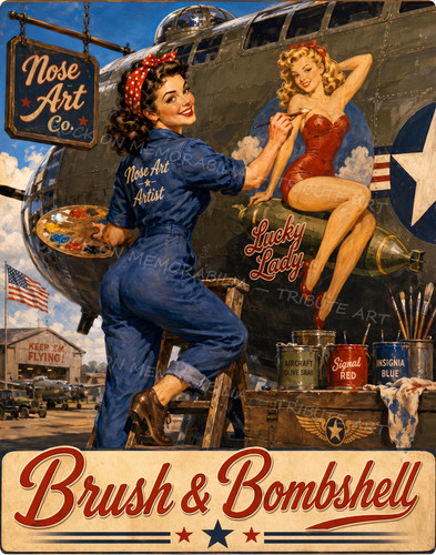 Pinup girl metal - girl, 11x14