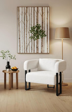 White Boucle Wide Mid Century