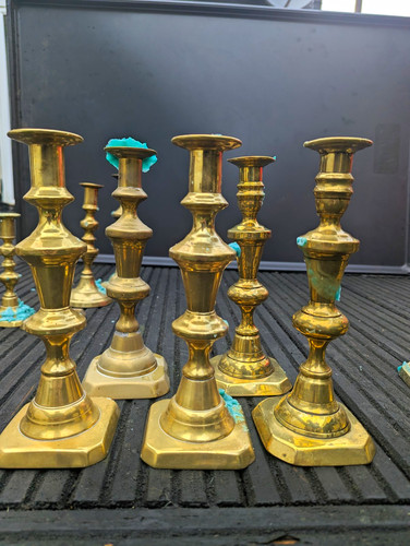 Brass candlesticks candle - brass,