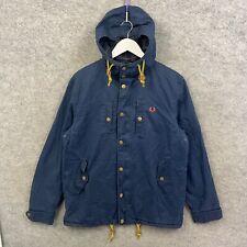 Fred Perry Jacket Mens Small Blue Parka Tartan Plaid Lined Offshore Sailing Coat