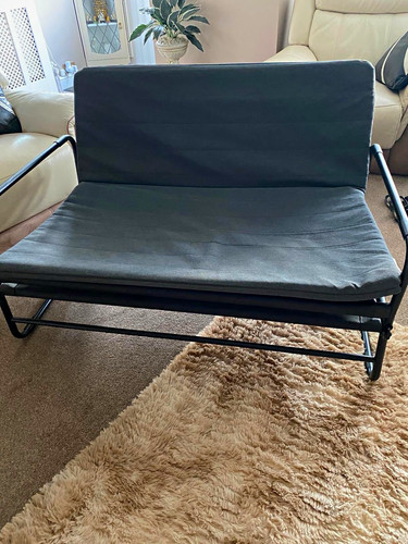 Black faux leather metal frame - leather,