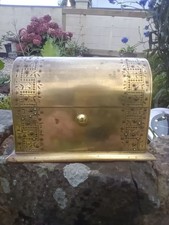 Antique Large brass dome chest with precious gemstones 1.3 kilos