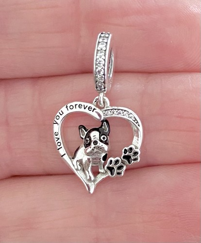 Sterling silver french bulldog - silver,