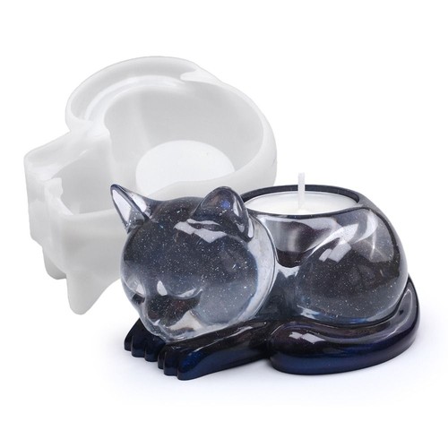 Silicone resin cat candle - resin,