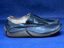 CLARKS UK 5 ACTIVE AIR BLACK LEATHER SLIP ON FLAT SHOES BNWOB