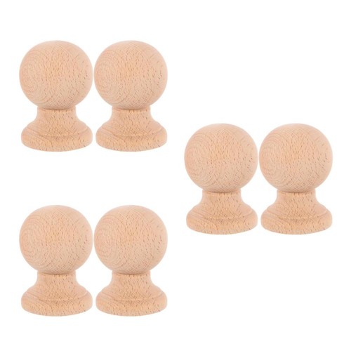 6pcs khaki wood ball finials - wood,