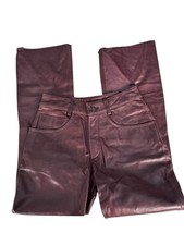 Wilsons Leather Maxima Oxblood Red Leather Pants Y2K Moto Glam Vtg Womens Sz 6