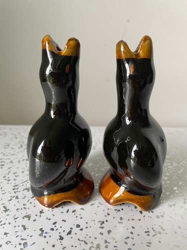 Pair vintage black ceramic - vintage,