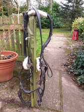 Shires 5 point breastplate in black with sheepskin discs and elastic inserts