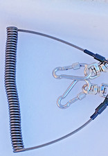 Grey Heavy-Duty Tools Lanyard – Retractable Safety Tether 2 Carabiners