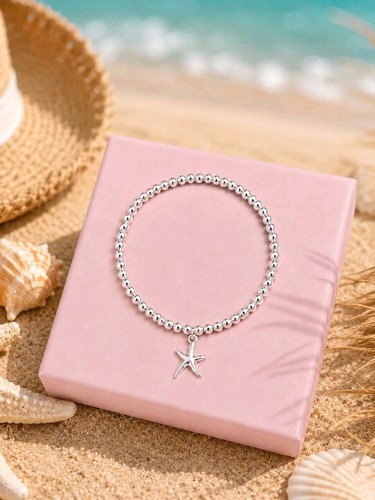 Starfish bracelet silver bead - starfish,