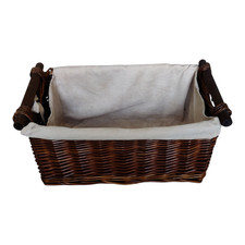 Open Rectangular Wicker Hamper with removable faux Suede liner