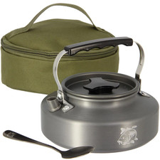 NGT Kettle 0.8l Carp Fishing Camping Caravan Gun metal Aluminium with Case Spoon