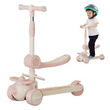 Kids Scooter Child Kick Flashing LED Light Up 3 Wheel Push Adjustable Folding