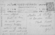 FAMILY HISTORY - POSTCARD - PHILLIPS - STROUD LONDON VILLAS SLAD ROAD