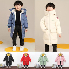 Kids Boys Girls Long Sleeve Padded Coat Parka Hooded Winter Warm Jackets Outwear