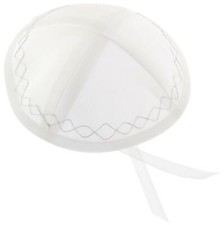 White Satin Kippah with Silver