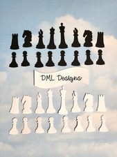 Die Cut cuts Chess pieces x 32 pieces. Full set black and  white topper