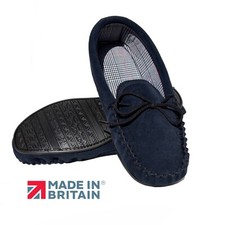 Mens Moccasin Slippers Blue