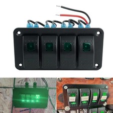 4 Gang Green LED Toggle Rocker