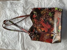 Pia italian leather shoulder bag, autumn leaves design, coverts to backpack