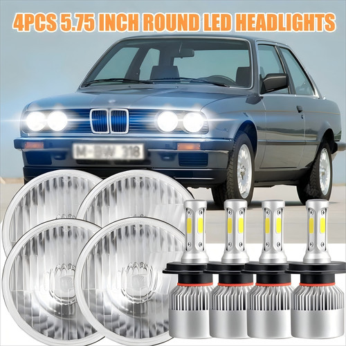 4pcs white h4 - 5.75", led