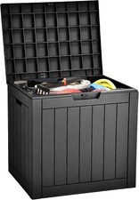 YITAHOME 31 Gal Outdoor Resin Deck Box, Lockable Waterproof Storage Box Black