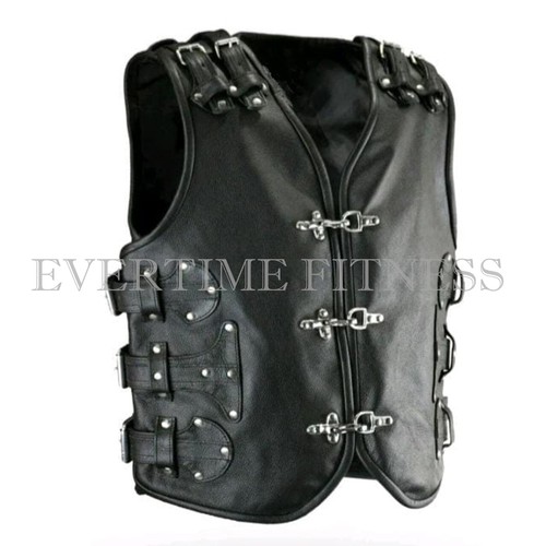 Black leather biker vest - biker,