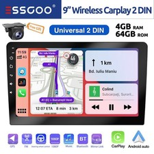 2 DIN 9" Android 13 CarPlay Car Stereo GPS SAT NAV Mirror Link Head Unit +Camera